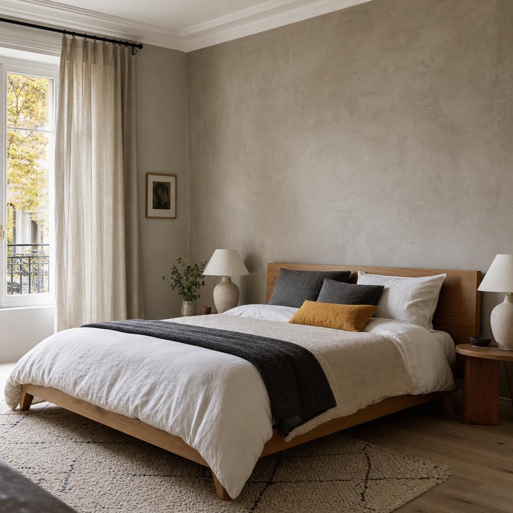 Vue d’un salon blanc par un angle de porte